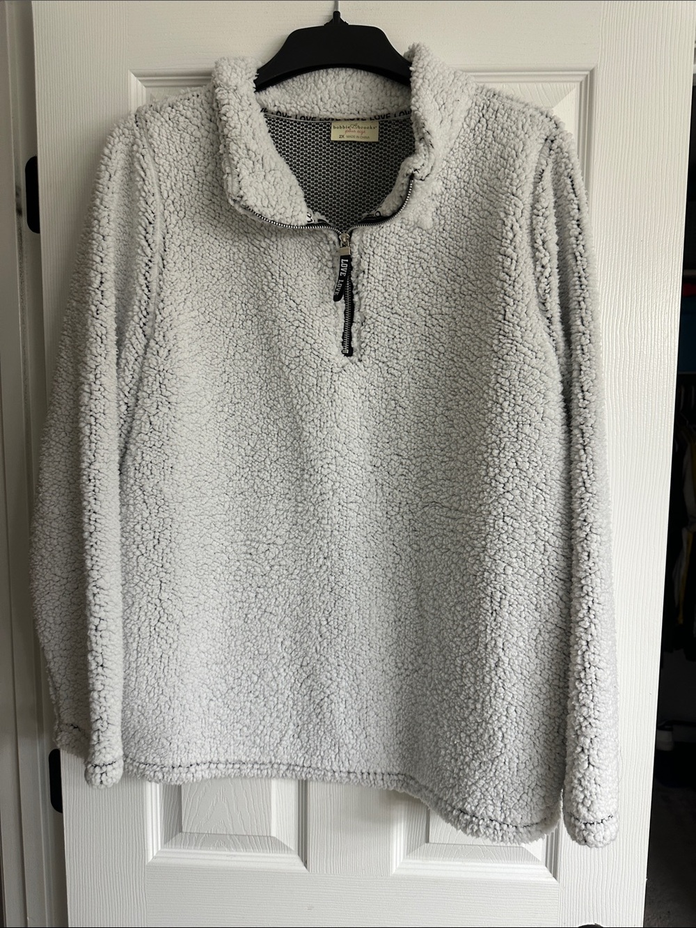 Cozy Women's Quarter-Zip Sherpa Pullover - Light Gray